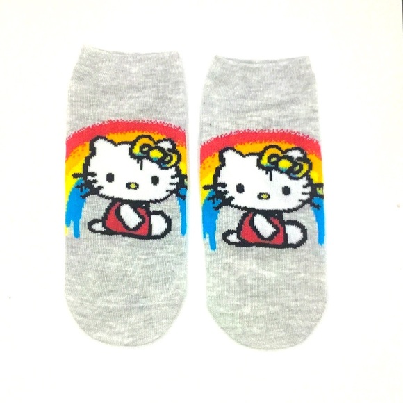 🩷 🆕 Hello Kitty / NWT / Designer No-Show Socks / 1~Pack / Rainbow Motif / 🆕 - Picture 4 of 6